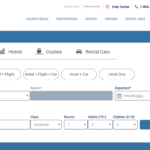 screenshot showing the booking interface for costco travel with options to choose hotel, flight, etc.