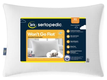 Sertapedic Won't Go Flat Bed Pillow for $9 + free shipping w/ $35