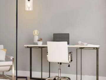 Modern Standing Lamp with Hanging Glass Shade