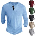 Men's Henley Long Sleeve T-Shirt for $14 + free shipping