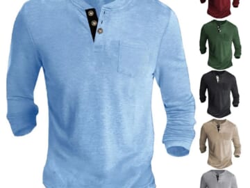 Men's Henley Long Sleeve T-Shirt for $14 + free shipping