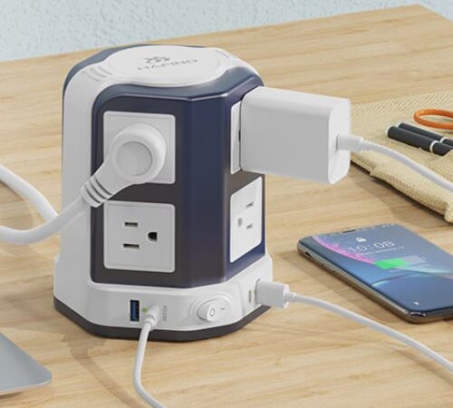 8 Outlets with 4 USB Ports Surge Protector Power Strip Tower with 10ft Cord $14.49 After Code (Reg. $28.99)