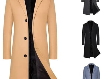 Men's Winter Trench Coat for $20 + $10 s&h