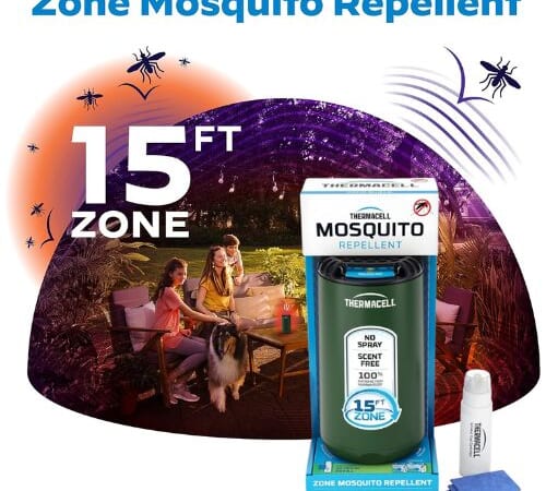Mosquito Repeller Patio Shield with 12-Hour Fuel Cartridge + 3 Mats $12.47 (Reg. $20) – Forest or Linen, 15-foot zone mosquito protection