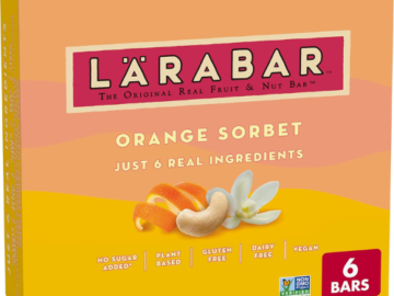 Larabar 6-Pack Orange Sorbet Bars as low as $4.38 when you buy 4 (Reg. $7.25) + Free Shipping – 73¢/0.78 Oz Bar