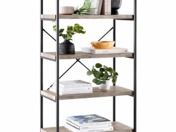 Rustic 5-Tier Industrial Bookshelf only $79.99 shipped! (Lowest Price!)