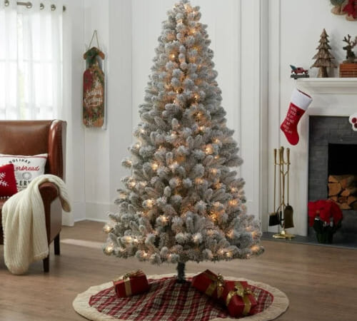 Pre-Lit Flocked Frisco Pine Artificial Christmas Tree, Green, 6.5 ft $39 Shipped Free (Reg. $79)  – With 250 Clear Lights