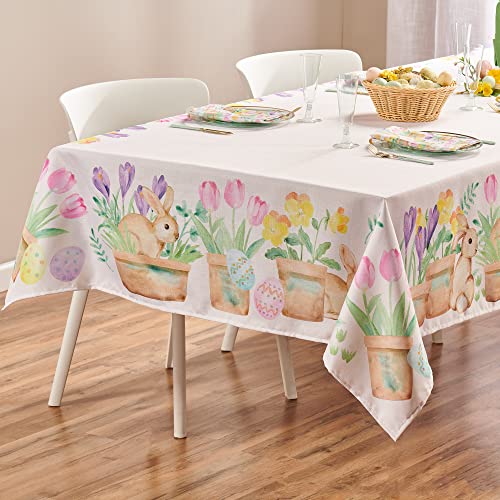 Kadut Easter Tablecloth Rectangle, Easter Bunnies Fabric Table Cloth, Rectangular (60" x 126") for Indoor/Outdoor Use. for Spring, Easter, and Summer Tablecloth.