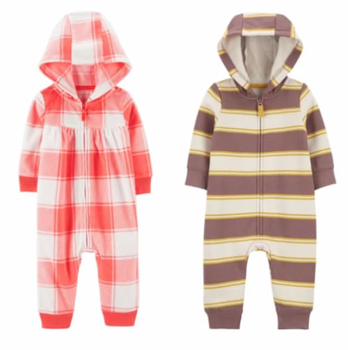 Baby Hooded Zip-Up Fleece Jumpsuit