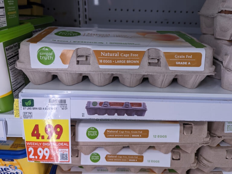 Get The 18-Count Cartons Of Simple Truth Cage Free Eggs For Just $2.99 At Kroger