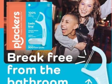 Plackers Twin-Line Dental Flossers, Cool Mint Flavor, 300-Count as low as $4.94/Pack when you buy 4 (Reg. $10.25) + Free Shipping – 2¢/Floss, Dual Action Flossing System