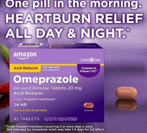 Amazon Basic 42-Count Care Acid Reducer Omeprazole 20mg Delayed Release Tablets as low as $10.18 Shipped Free (Reg. $17.76) – 24¢/Tablet