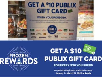 Publix Frozen Rewards: Get a $10 Gift Card with $30 Purchase