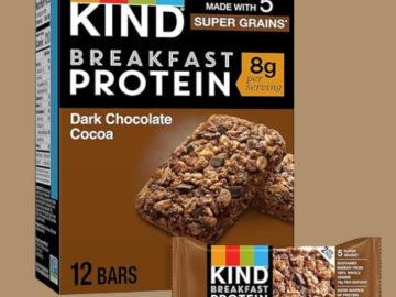 Kind 12-Count Breakfast Protein Snack Bars, Dark Chocolate Cocoa as low as $3.40 Shipped Free (Reg. $5.49) – 28¢/Bar