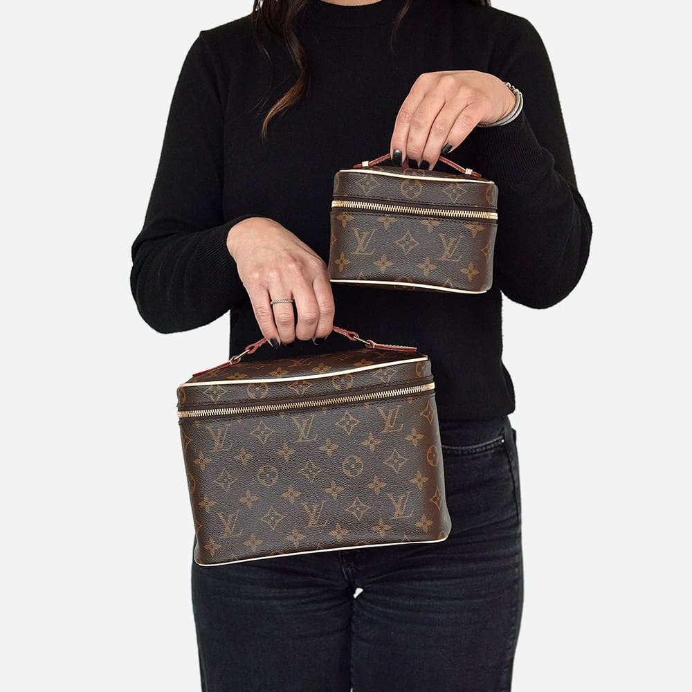 comparing the louis vuitton monogram nice bb and the nano nice sizes by FASHIONPHILE