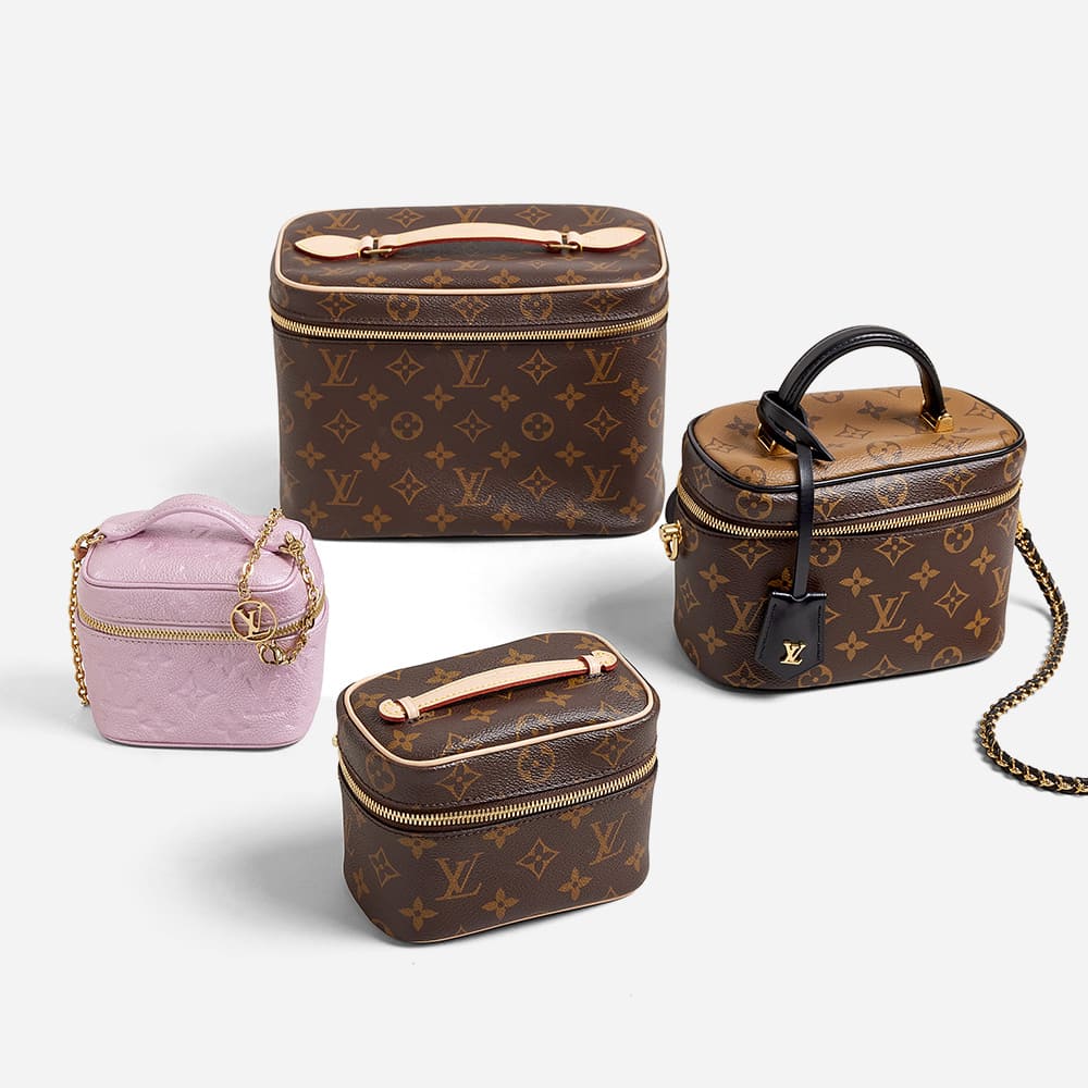 comparing louis vuitton vanity case styles and sizes by FASHIONPHILE