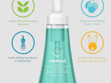 Method Waterfall Foaming Hand Soap, 10-Oz as low as $2.38/Bottle when you buy 4 (Reg. $4.59) + Free Shipping
