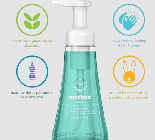 Method Waterfall Foaming Hand Soap, 10-Oz as low as $2.38/Bottle when you buy 4 (Reg. $4.59) + Free Shipping