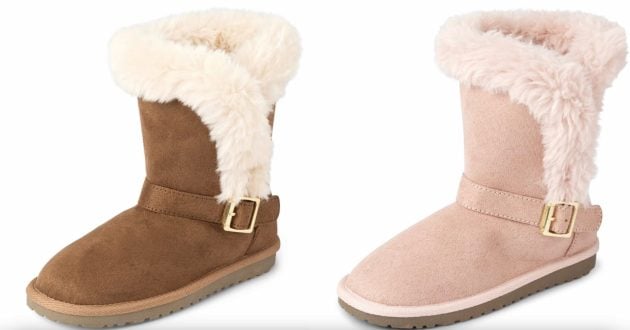 Girls Buckle Faux Fur Chalet Boots