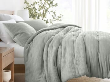 WAFFLE TEXTURED DOWN-ALTERNATIVE COMFORTER SET