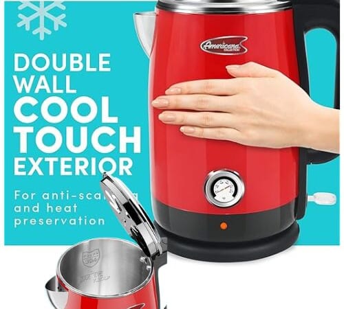 Elite Gourmet Americana Retro Nostalgic Double Wall 1.7L Red Electric Kettle $15.03 (Reg. $29.65)