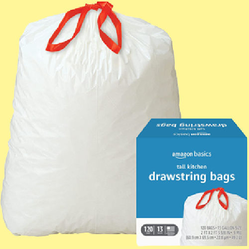 Amazon Basics 13-Gallon Tall Kitchen Drawstring Trash Bags, 120 Count as low as $15.49 Shipped Free (Reg. $18.88) – $0.13 each!