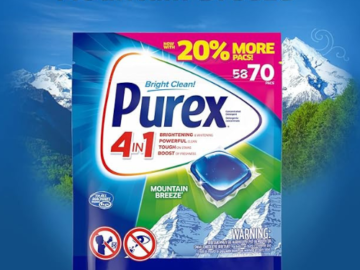 Purex 70-Count Laundry Detergent Pacs, Mountain Breeze as low as $6.12 After Coupon (Reg. $14) + Free Shipping – 9¢/Pac