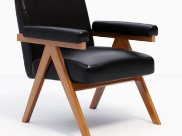 Emilie 29" Accent Wooden Frame Leather Upholstery Armchair for $190 + free shipping