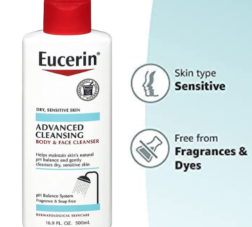 Eucerin Advanced Cleansing Body & Face Cleanser Fragrance Free, 16.9 oz as low as $5.44 EACH when you buy 2 (Reg. $12.28) + Free Shipping