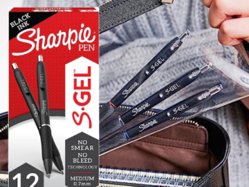 SHARPIE 12-Count Medium Point Black Ink S-Gel Pens as low as $5.36 Shipped Free (Reg. $17) – 45¢/Pen