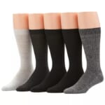 Perry Ellis Portfolio Men's Ribbed Crew Socks 5-Pair Pack for $8 + free shipping w/ $25