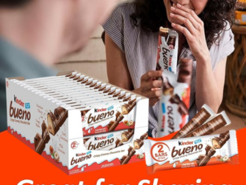 Kinder Bueno 30-Pack Milk Chocolate & Hazelnut Cream Candy Bars as low as $22.29 Shipped Free (Reg. $50.70) – 74¢/2-Count Pack or $0.37 per candy bar