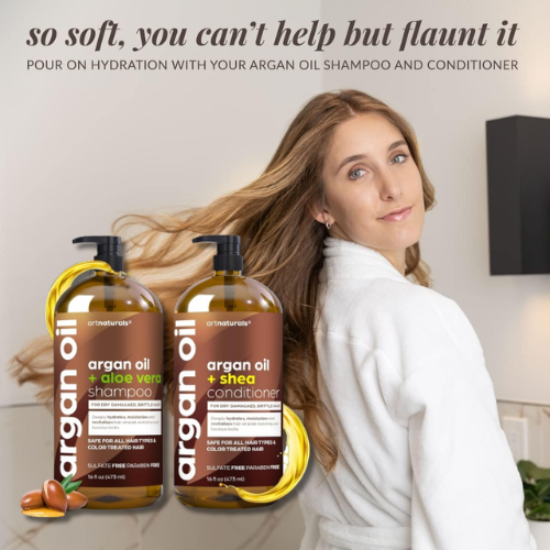Argan Oil Shampoo and Conditioner Set, 16 Oz as low as $10.77 After Coupon (Reg. $27) + Free Shipping