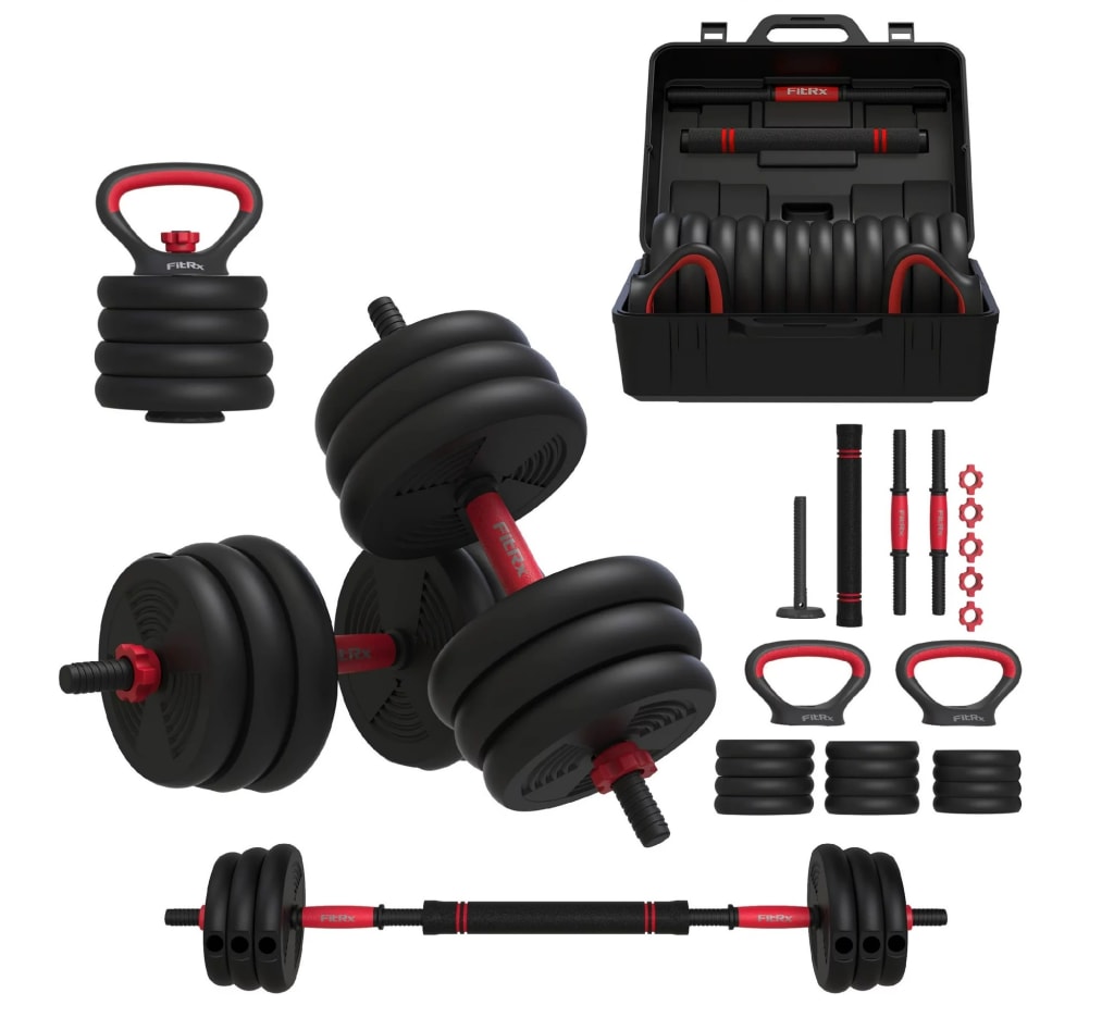 FitRx SmartBell Gym 60-lb 4-in-1 Portable Dumbbell, Barbell, and Kettlebell Set for $98 + free shipping