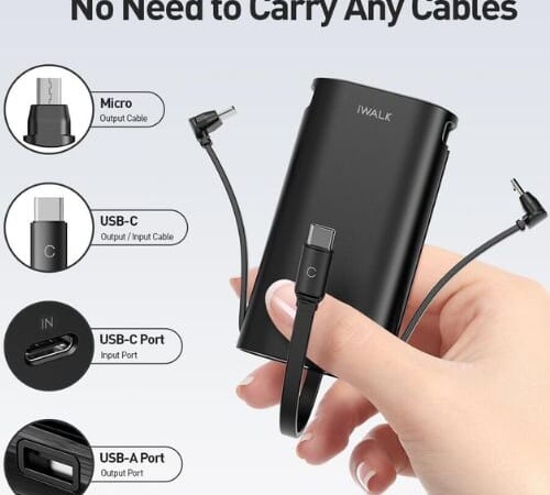 iWalk PowerSquid 9000mAh 18W PD Portable Power Bank $18.99 After Code (Reg. $37.99) + Free Shipping – with Built-in 3 Cables