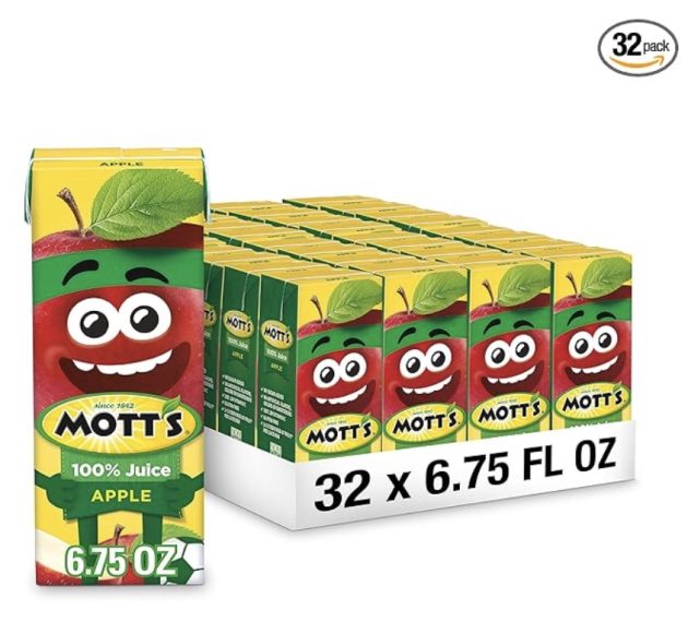 Mott's 100 Percent Original Apple Juice, 6.75 fl oz boxes, 32 Count (4 Packs of 8)