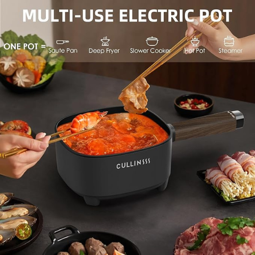 Enjoy the convenience of cooking your favorite meals with CULLINSSS 2L Electric Pot with Steamer, Black for just $25 After Code + Coupon (Reg. $49.99) + Free Shipping