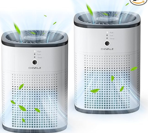 Create a tranquil and clean atmosphere in your bedroom with these Air Purifiers, 2-Pack for just $40.39 After Code + Coupon (Reg. $129.99) + Free Shipping