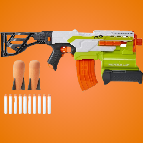 NERF Modulus Demolisher 2-in-1 Motorized Dual Blaster $23.38 (Reg. $56) – Includes 10 Darts – Amazon Exclusive