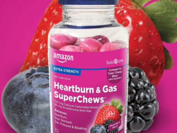 Amazon Basic Care Heartburn & Gas SuperChews Chewable Tablets, Mixed Berry, 82 Count as low as $4.23 Shipped Free (Reg. $7.88) – $0.05 each