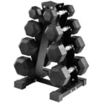 BalanceFrom 100-lb. Rubber Coated Hex Dumbbell Weight Set with A-Frame Rack for $100 + free shipping