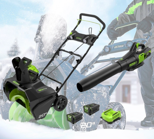 Greenworks 80V 20” Snow Blower and 730 CFM Handheld Blower Combo Kit with (2) 4.0 Ah Batteries & Rapid Charger $450 Shipped Free (Reg. $1200)