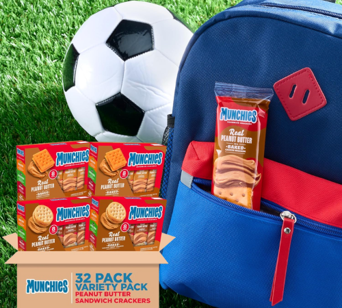 Munchies 32-Count Sandwich Crackers Peanut Butter Variety Pack as low as $10.39 After Coupon (Reg. $16) + Free Shipping – 32¢/Sleeve