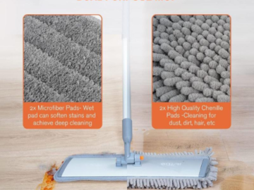 Aluminum 62-inch Mop with 4 Washable Chenille & Microfiber Pads $14.99 After Code (Reg. $38) + Free Shipping