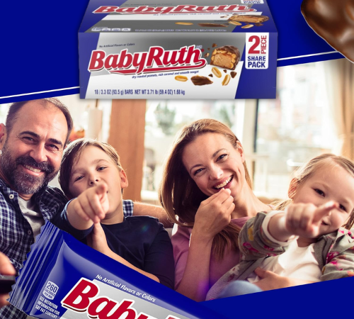 Baby Ruth 18-Pack Chocolate Nougat Candy Bars as low as $12.71 Shipped Free (Reg. $26.67) – 71¢/3.3 Oz Bar