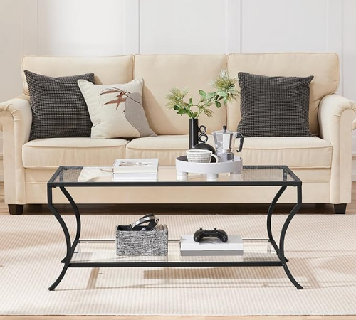 Enhance the style and functionality of your living space with Yaheetech Glass Coffee Table for just $71.99 Shipped Free (Reg. $89.99)