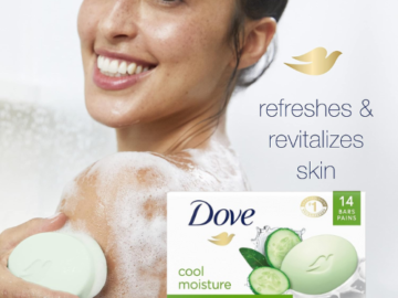 Dove 14-Count Cool Moisture Cucumber & Green Tea Scent Beauty Bar as low as $8.65 After Coupon (Reg. $21.47) + Free Shipping – 62¢/3.75 Oz Bar