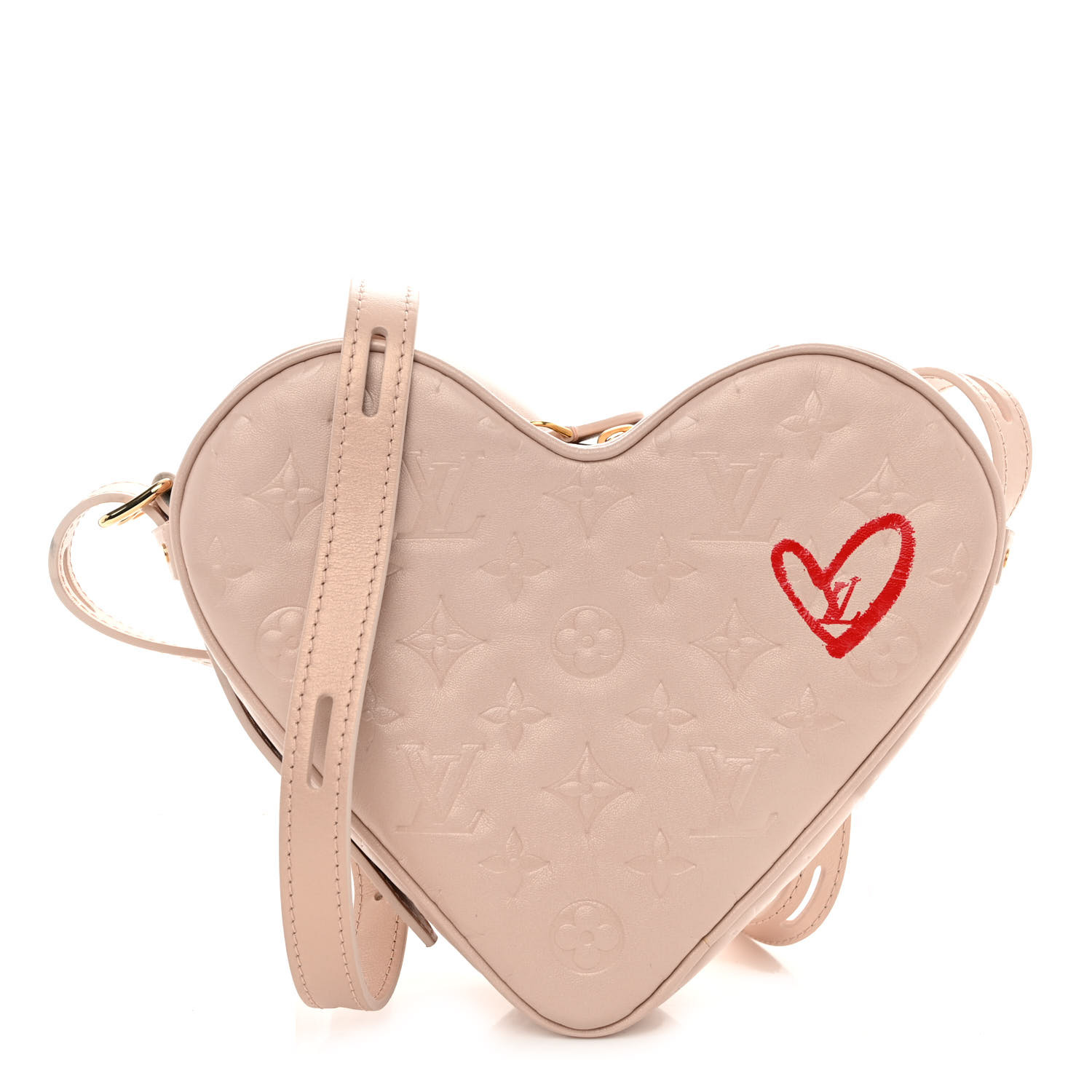image of LOUIS VUITTON Lambskin Embossed Monogram Fall In Love Sac Coeur in the color Light Pink by FASHIONPHILE