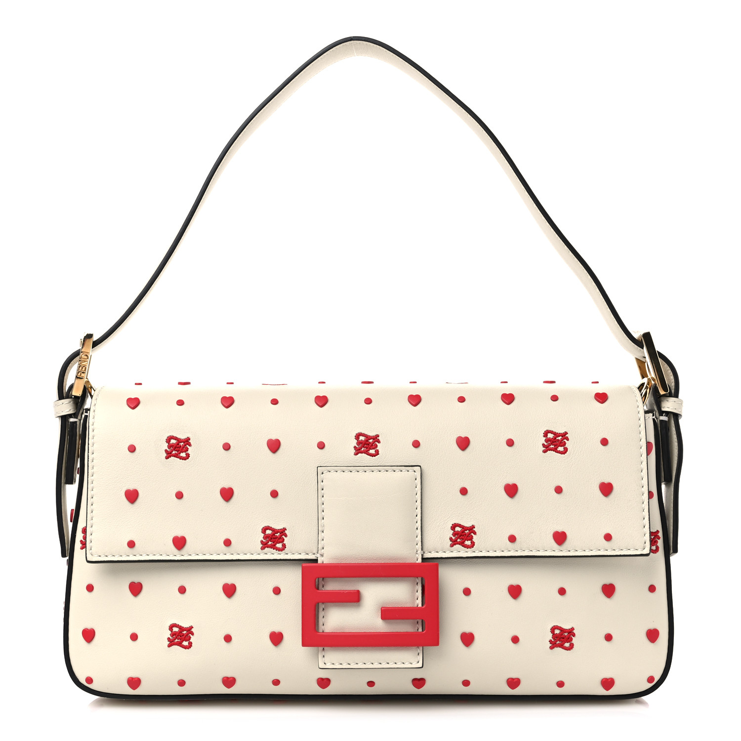 image of FENDI Vitello Burro Chinese Valentines Day Karligraphy Embroidered Baguette 1997 in the colors Pana Rosso Cardinale by FASHIONPHILE