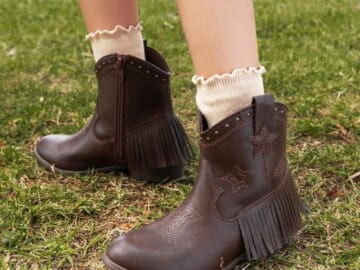 DREAM PAIRS Girls Ankle Western Boots $19.19 After Code (Reg. $38) – Side Zipper Riding Shoes with Tassel, Little Kid/Big Kid